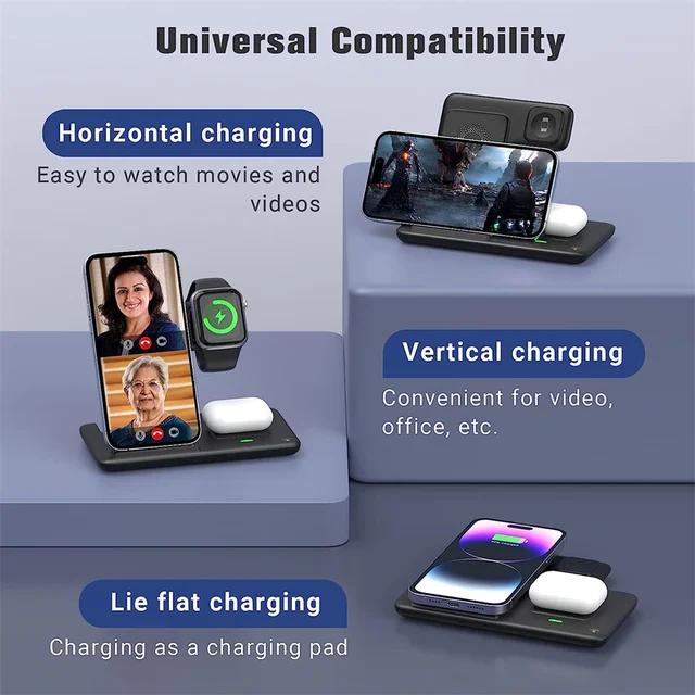 100W Wireless Charger 3 in 1 For iPhone 14 13 12 Pro Max 11 X 8 Fast Charging Dock Station For Apple Watch 8 7 6 Chargers Stand 3