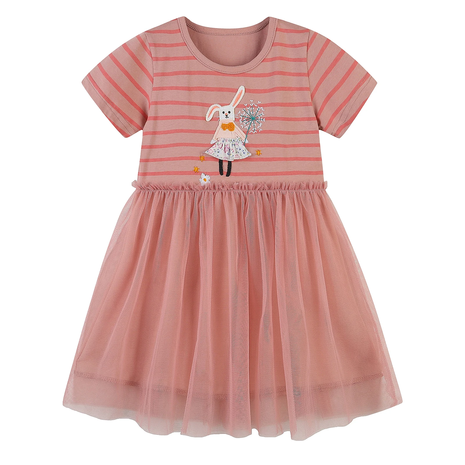 Детское хлопковое платье принцессы Эльзы с аппликацией животного | Детская