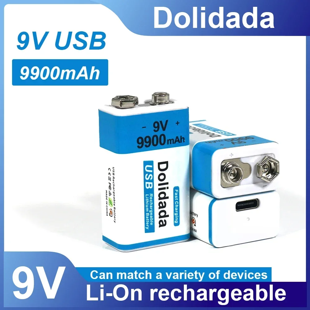 

Free Shipping 2023 Best-selling 9V 9900Mah+USB Fast Charging Line LI-ION Rechargeable Battery for Multimeter Microphone Toy