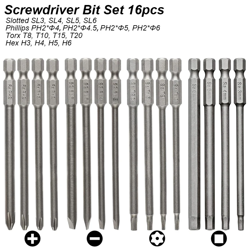 

Набор бит для отвертки atooltour 100 мм