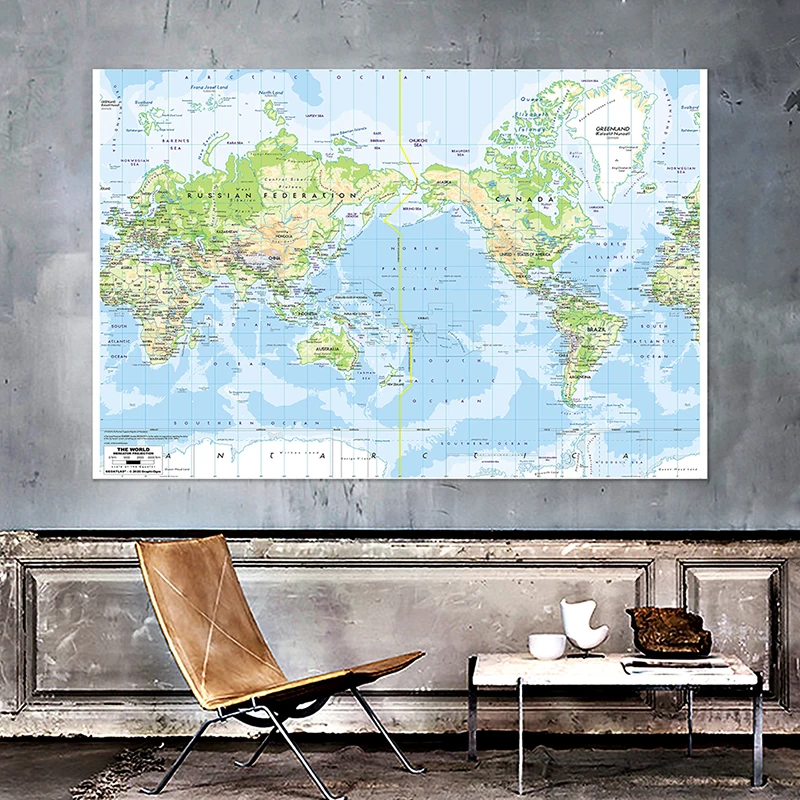 

225*150cm The World Map Wall Unframed Poster Decorative Print Non-woven Living Room Home Decoration School Supplies