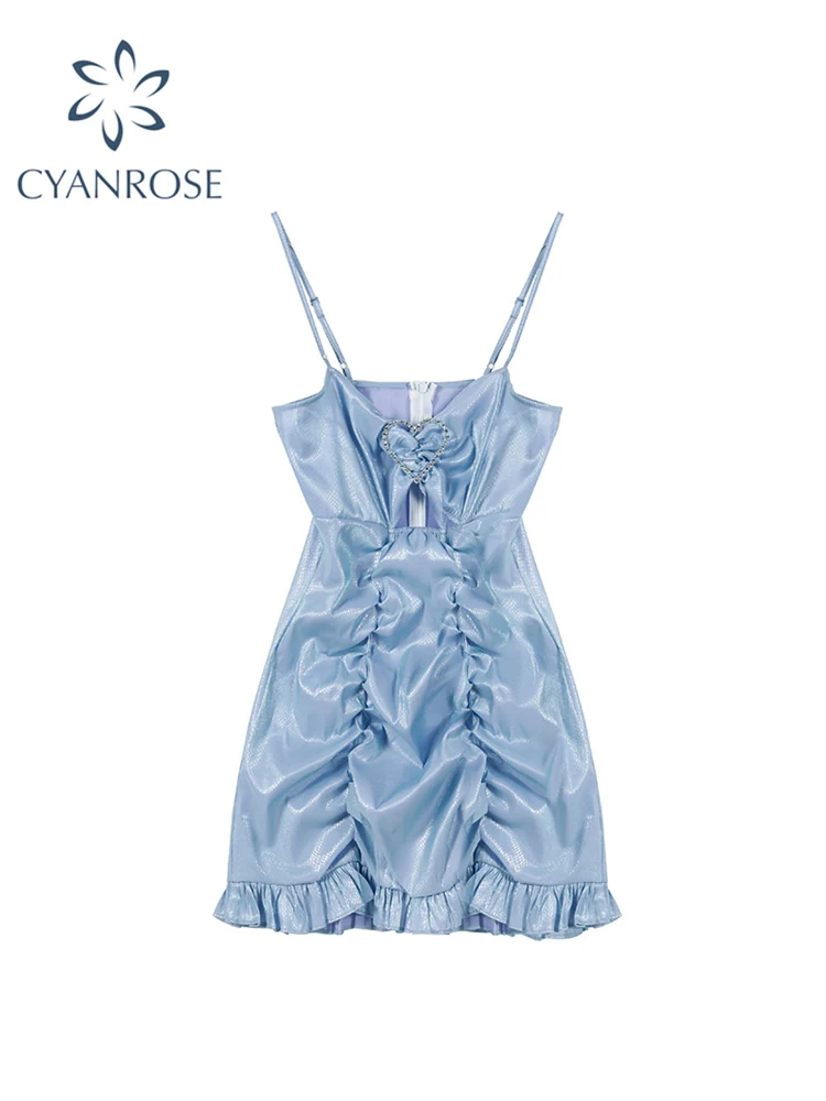 

Summer Sexy Elegant Strap Dress Women Sweet Sleeveless Party Evening Mini Dresses Lady Hollow Out Heart Shape Beach Slip Vestiod