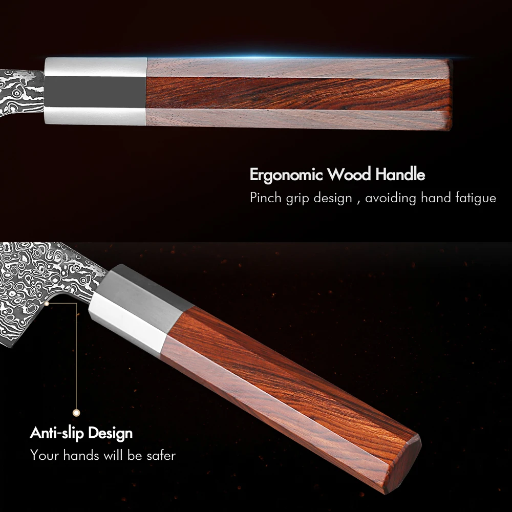 Японский нож шеф-повара Kiritsuke TURWHO кухонные резцы из дамасской стали острый Кливер