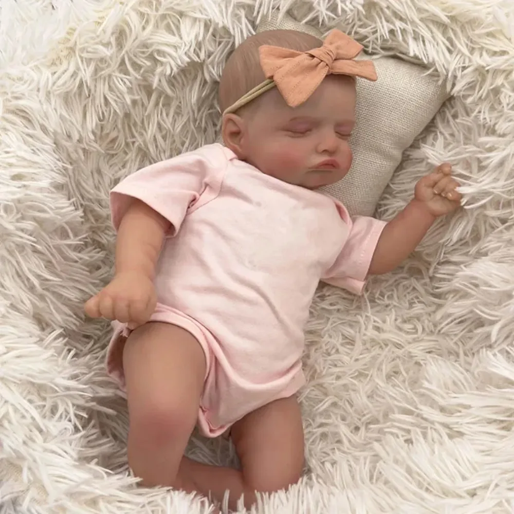 Фото 18-дюймовая 45-сантиметровая кукла Sleeping Baby Rosalie Reborn, хлопковое тело или полностью виниловое тело для новорожденных девочек с видимыми венами №3