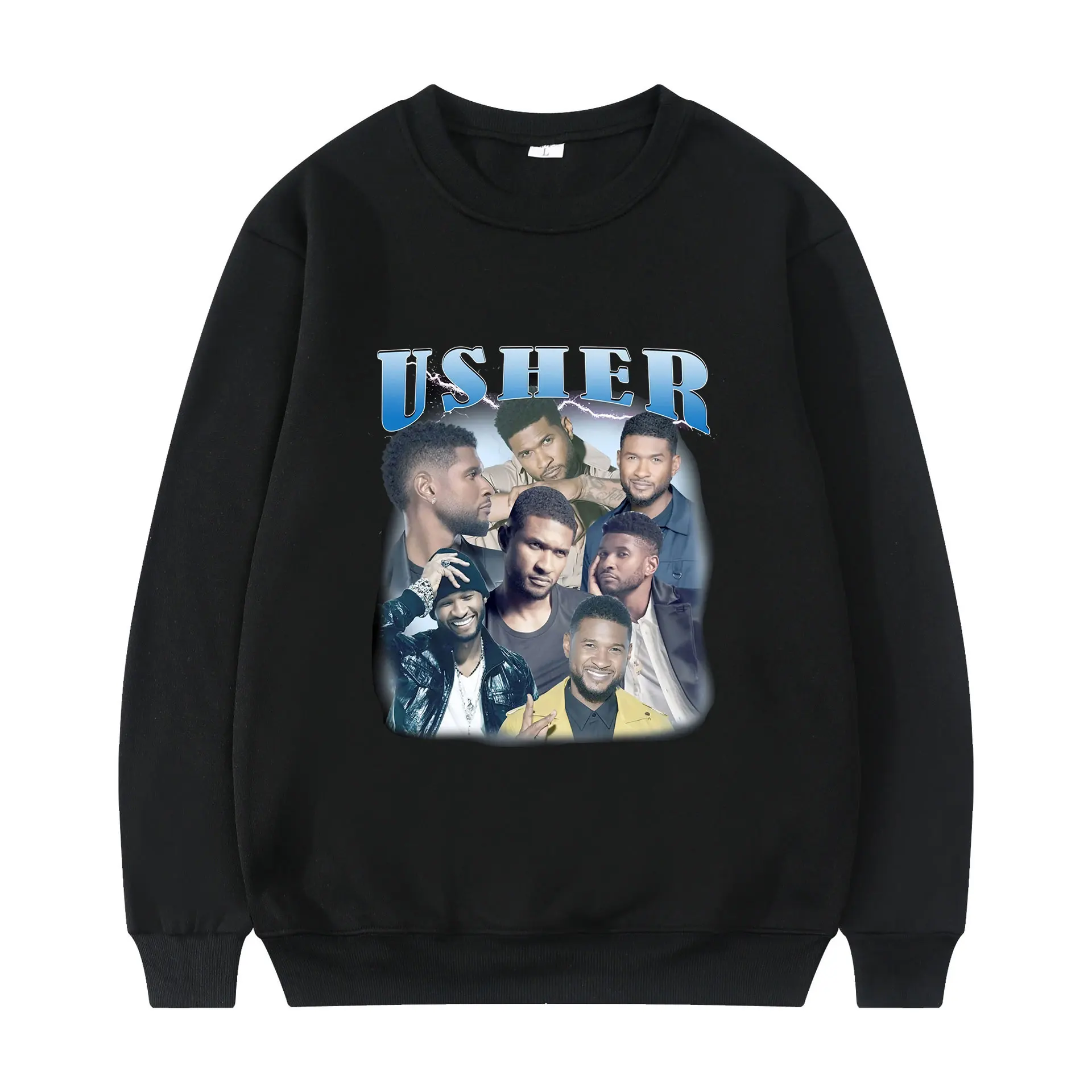 

Usher Vintage Rapper 2022 American Fashion Personality Print Winter Long Sleeves Casual Loose Sports Man Oversized Sweatshirt