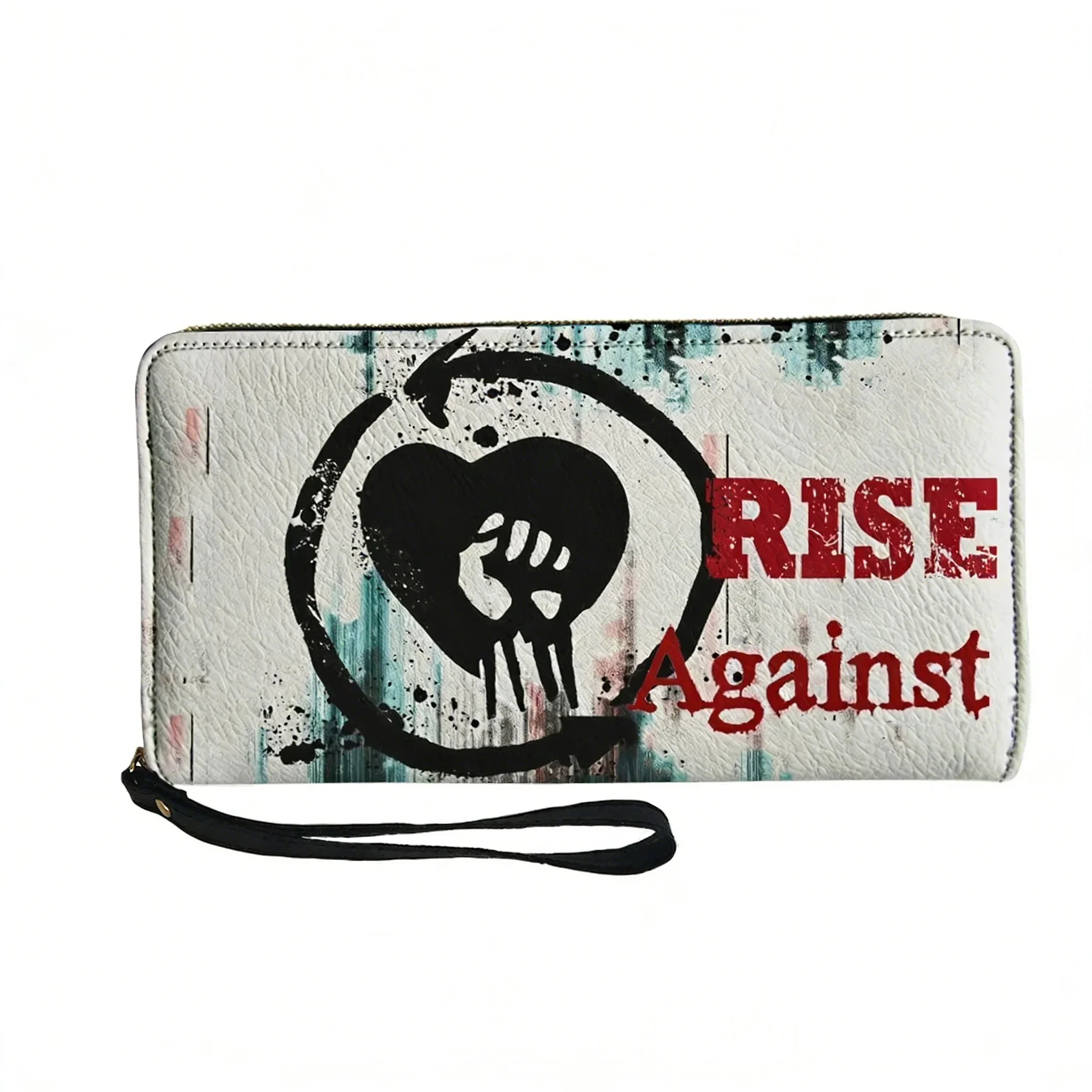 Фото Кошелек-портмоне с принтом группы Rise Against Rock, мужской, женский, подростковый, на молнии, с двойным принтом, портативный кошелек, подарочная сумка. №3
