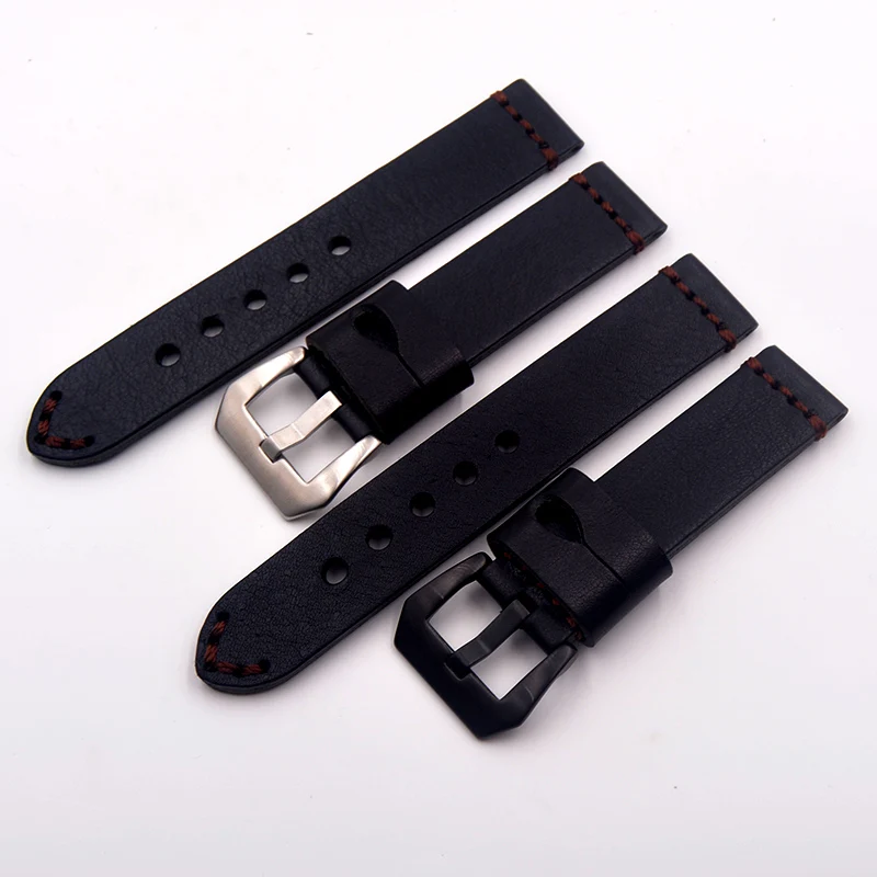 

20 22 24 26mm Upscale new design black Leather Straps For Omega Seiko PAM44111 Strap Universal watchbands Stainless Steel Buckle