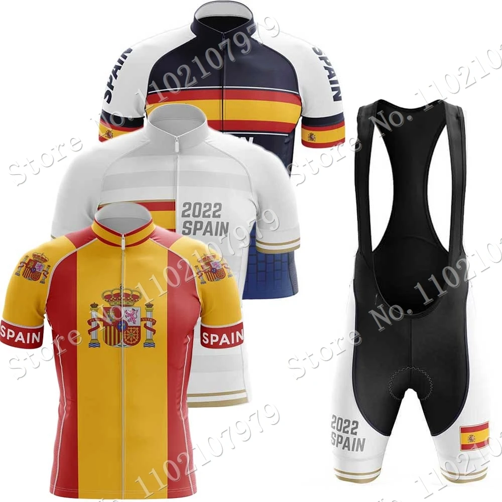 Комплект из джерси и шортов с испанским флагом для езды на велосипеде одежда