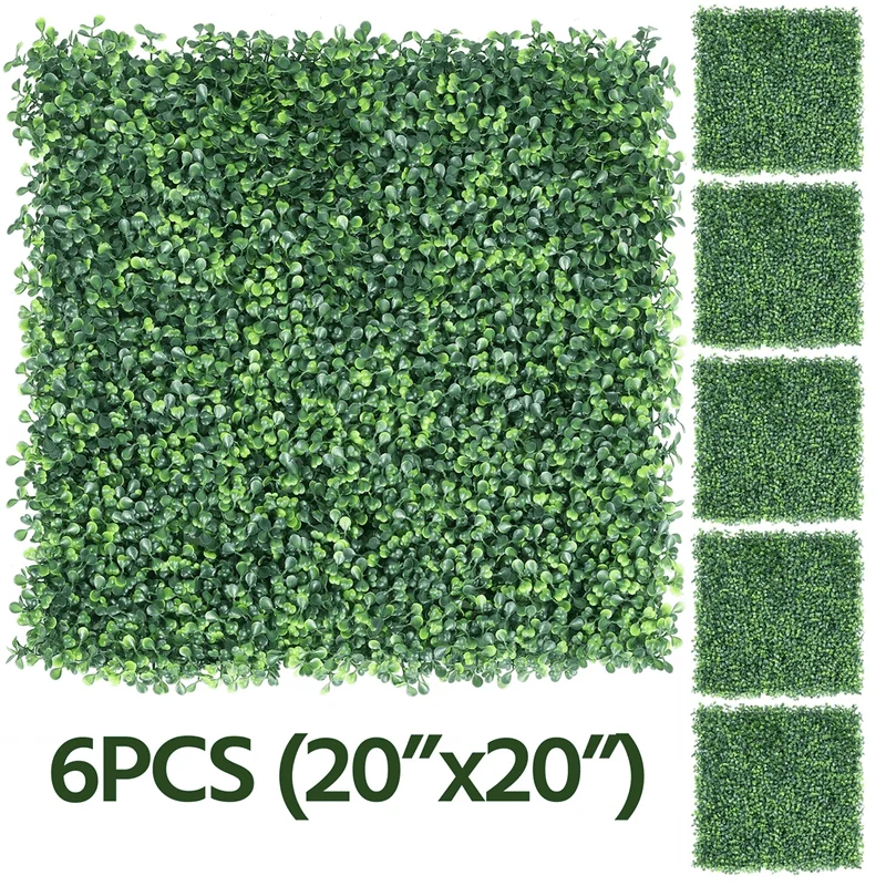 

20" x 20" Artificial Boxwood Hedge Panel for Indoor & Outdoor 6PCS Green