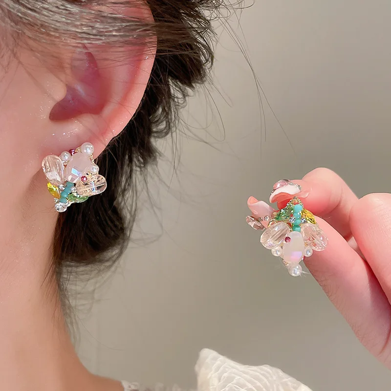 

Женские серебряные серьги с искусственным жемчугом и стразами