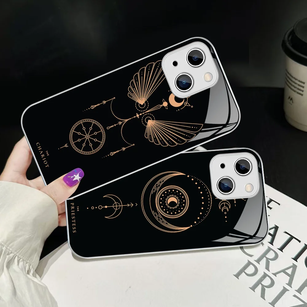 Witches Moon Tarot Mystery Totem Phone Case For IPhone 14 13 12 Mini 11 Pro XS Max X XR Plus Tempered Glass Cover