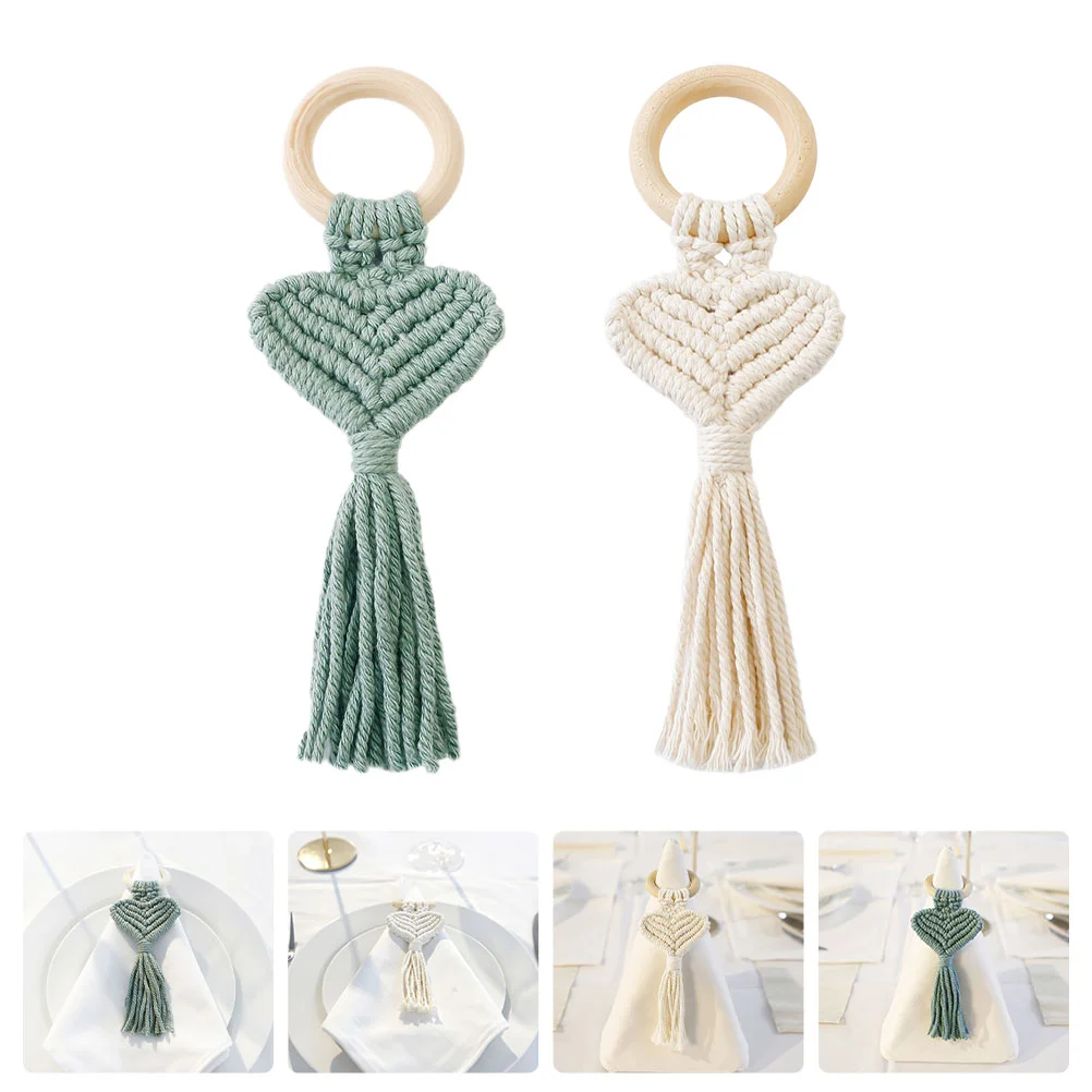

Napkin Rings Serviette Holder Buckle Ring Buckles Farmhouse Table Wood Rustic Decorative Woven Heart Wooden Party Holders