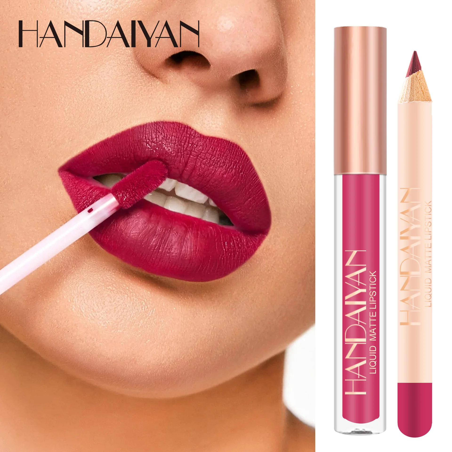 

HEALLOR Handaiyan Lip Liner Lipgloss Set Waterproof Matte Liquid Lipstick Pencil Sexy Red Long Lasting Lipliner Makeup Cosmetics