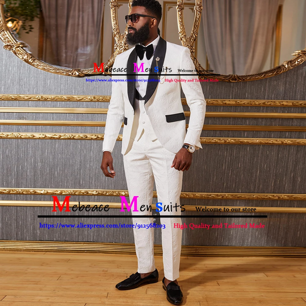 Мужские свадебные костюмы из жаккарда цвета слоновой кости по индивидуальному