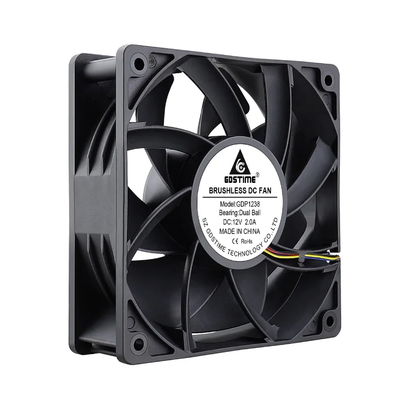 Охлаждающий вентилятор Gdstime 12 В постоянного тока два шара 4 контакта 12038 дюйма для