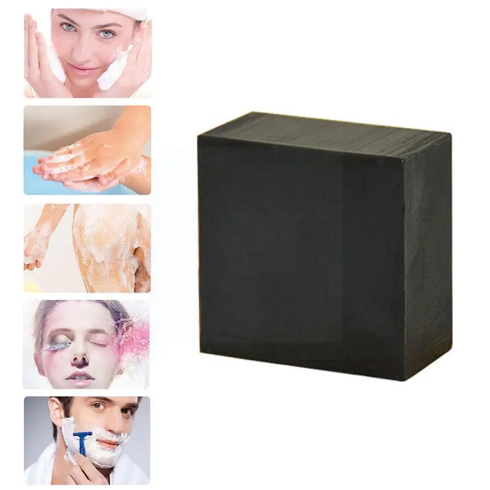 

Natural Herbal Essential Black Bamboo Charcoal Handmade Whitening Skin Soap Cleansing Remove Oil Deep Soap Acne J4f3