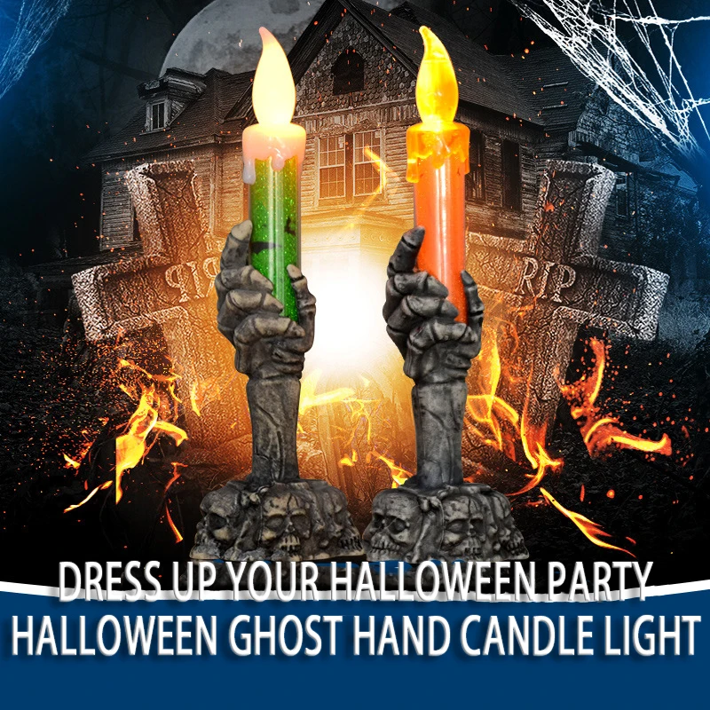 

Реквизит для украшения на Хэллоуин, дом с привидениями, с привидениями, электронный светодиодный светильник с привидениями, ручной светильник в виде черепа, свеча