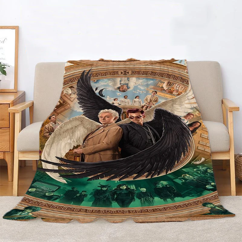 

Плед на колено Good Omens из фильма, двойное покрывало большого размера, покрывала для кровати, дивана, пушистое мягкое теплое зимнее одеяло для сна большого размера