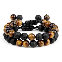 multicolor tiger eye stone beads bracelet natural lava adjustable braided men women adjustable yoga jewery handmade friend gift
