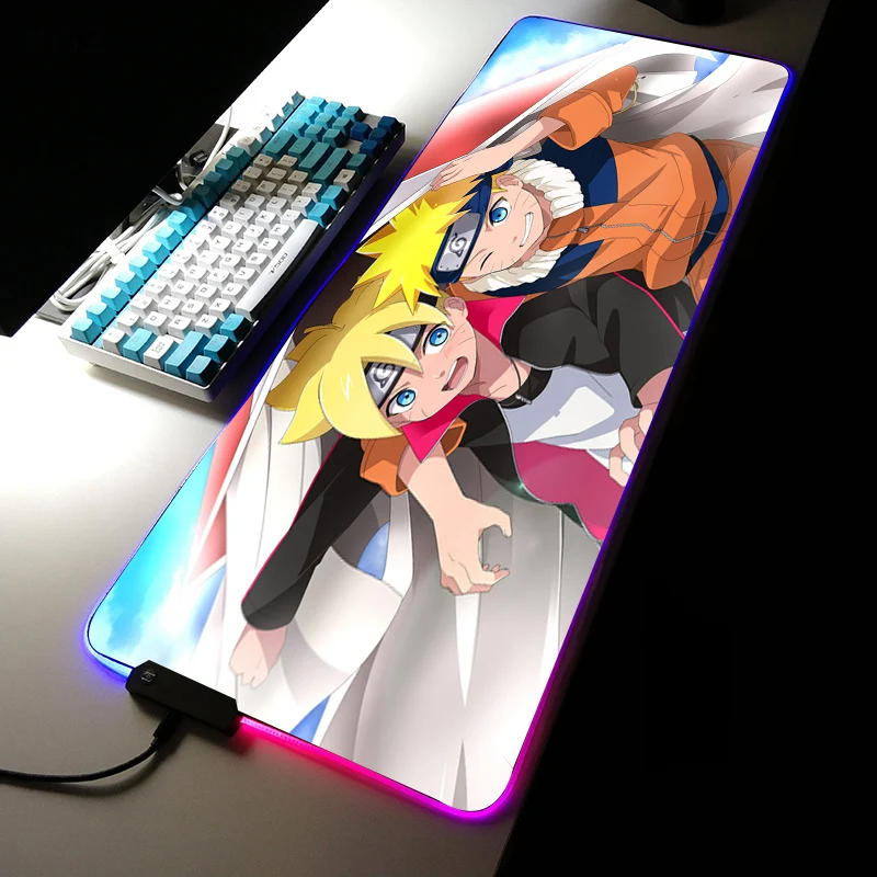 

XGZ Anime Mouse Mat RGB Mouse Pad LED Lighting Backlit PC Mice Mats Mouse Support Durable Anti-slip Table Pad Desk Accessory