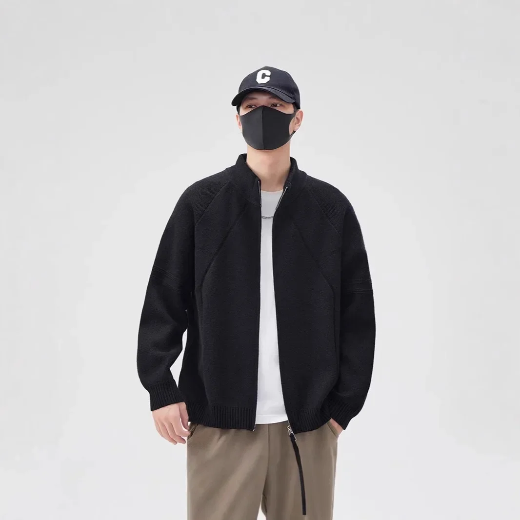 Модный вязаный кардиган мужской свитер осень-зима 2024 новая однотонная