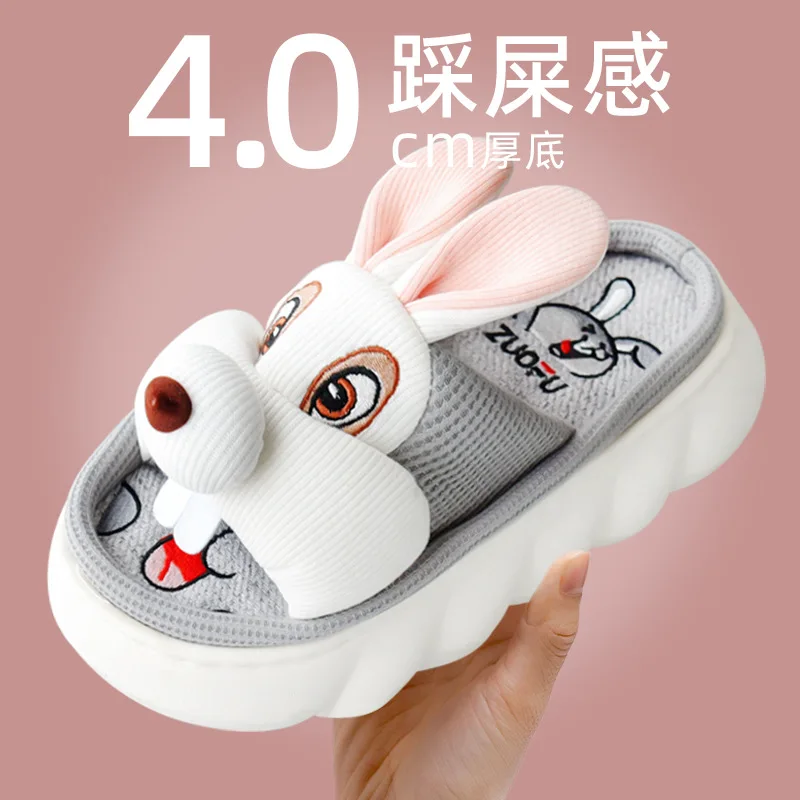 

2023 New Anti-bacterium Graphene Material Women Slippers Cute Cartoon Indoor Lady Platform Shoes Thick Sole Girls Rabbit Slides