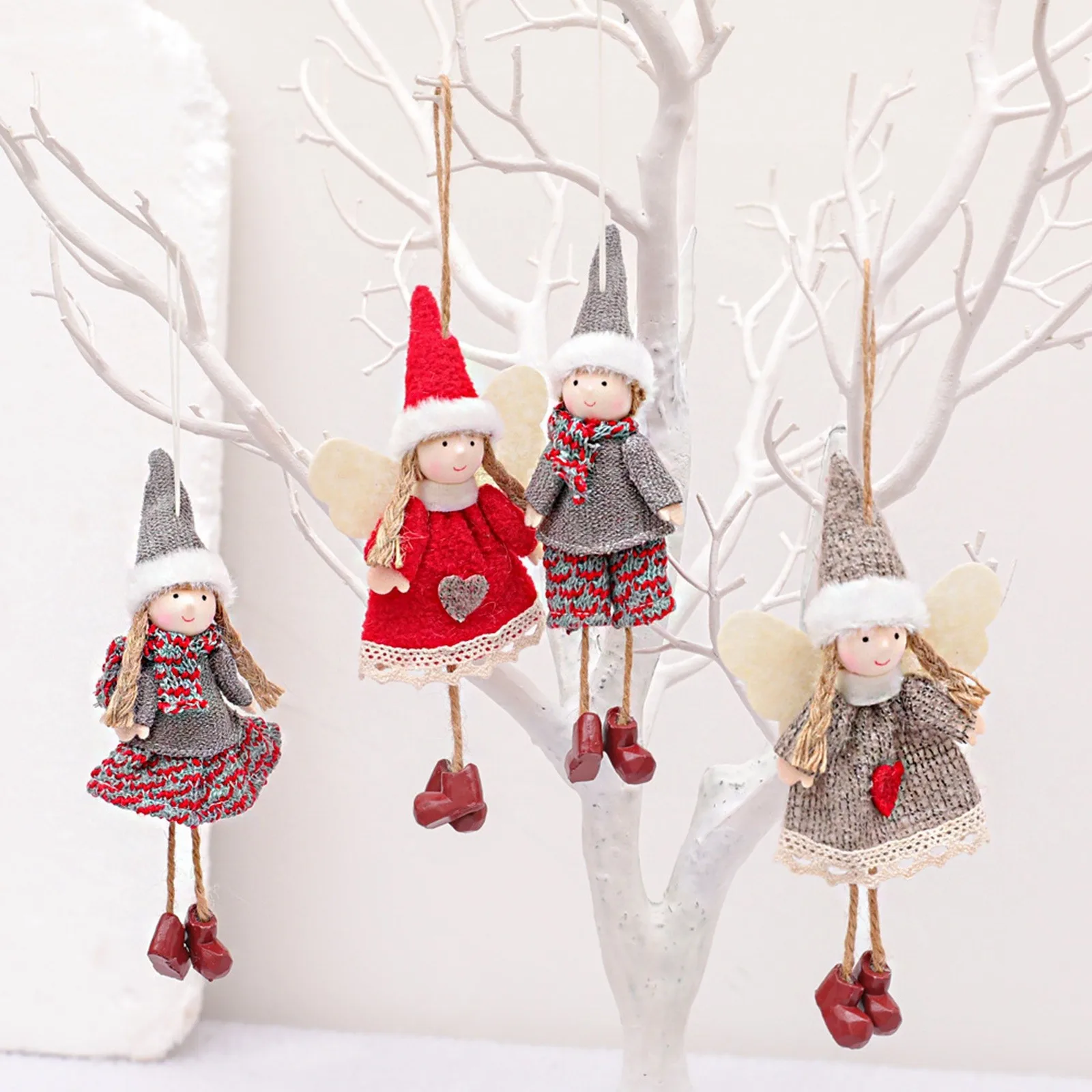 

Christmas Decorations Handmade Linen Angel Shaped Doll Pendants Christmas Tree Accessories Small Pendant Car Ornament Home Decor