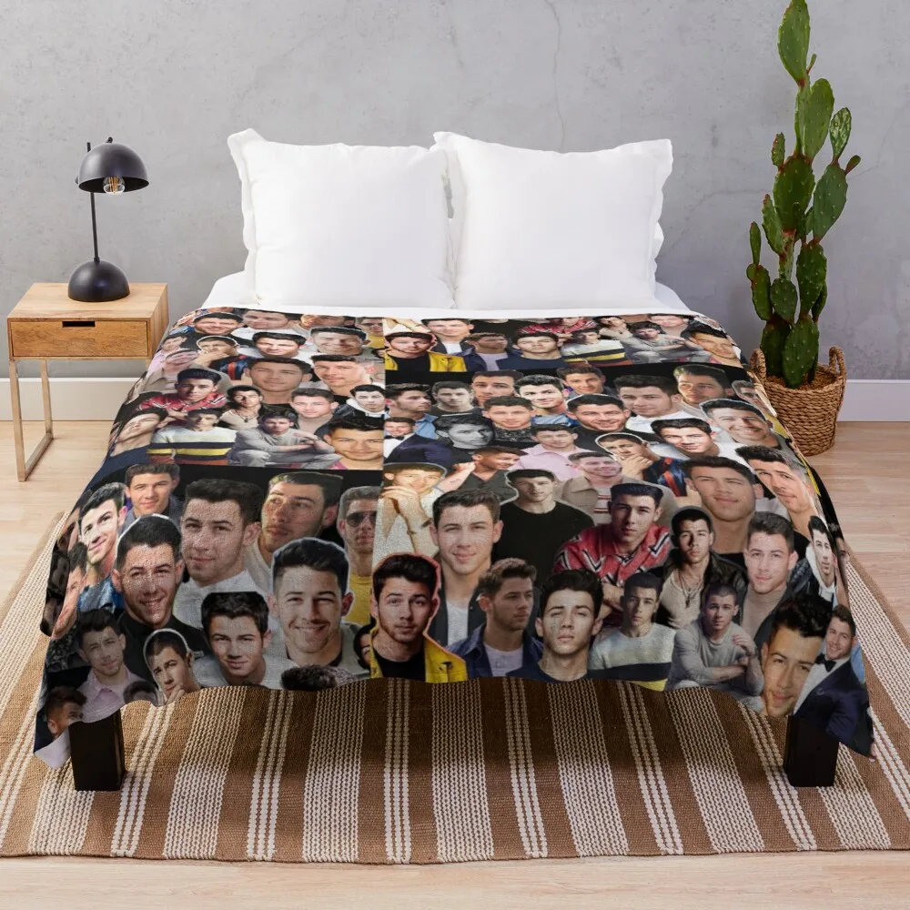 

Nick Jonas collage Throw Blanket king flannel blanket