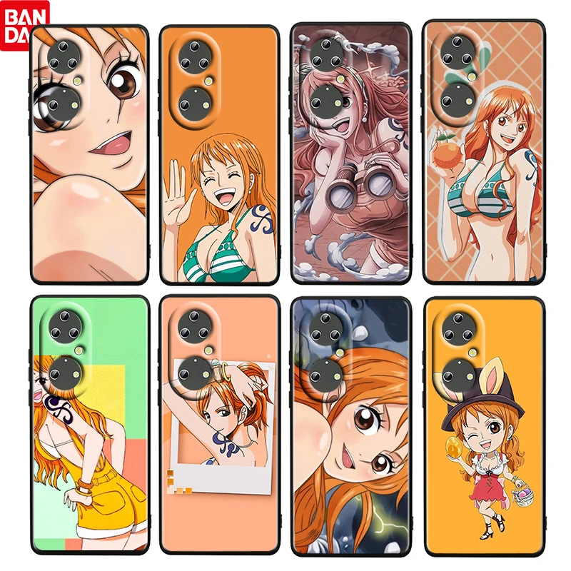 

ONE PIECE Beautiful Nami For Huawei P50 40 30 20 10 9 Lite E Mini Pro 5G Soft Silicone Black Cover Phone Case Cover Funda Coque