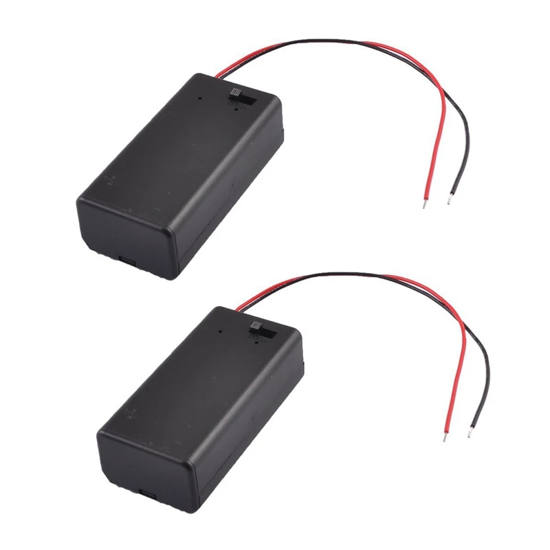 

2X Black Plastic Storage Pair SBH-9V Batteries Switch Battery Holder Case Box