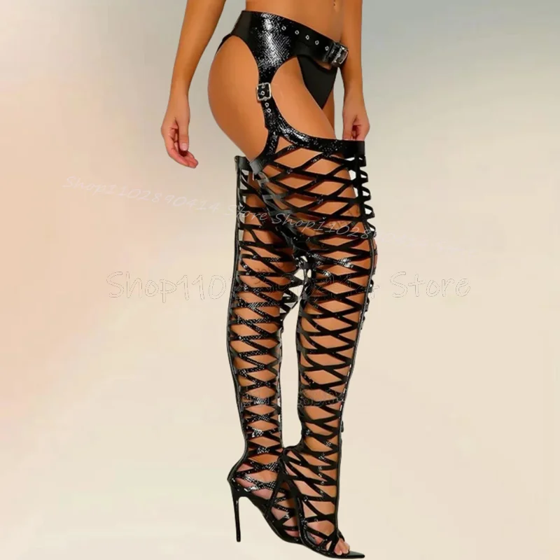 Женские босоножки на молнии сзади черные Босоножки с открытым носком тонком