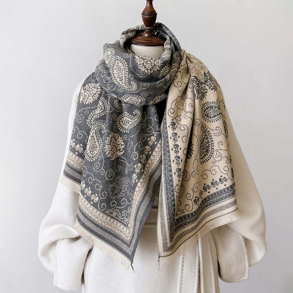 Новая зимняя шаль шарфы накидка 2024 дизайнерский кашемировый шарф женский теплый