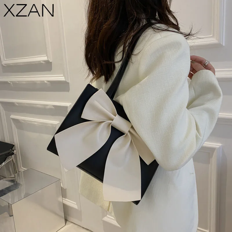 

Elegant Solid Color Bag For Women Mini Handbags PU Leather Crossbody Bags Cute Bow Chain Bag Messenger Clutch Flap mochila