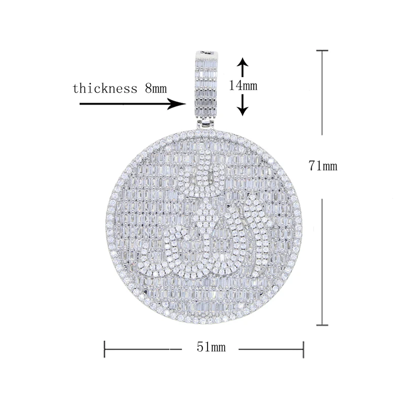 

2022 Fashion Hip Hop Iced Out bling Bling Cubic Zirconia Paved 50mm Round Shape Allah Pendant Necklace Jewelry Drop Ship for men