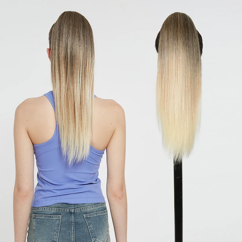 Оптовая продажа прямые синтетические накладные шиньоны со снежинками на шнурке