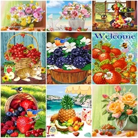 5d diy diamond painting fruit full round drill embroidery flowers picture rhinestone mosaic kitchen wall home decor art craft