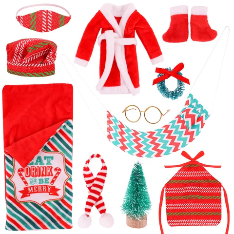 10pcs/conjunto de roupas elfas roupas de natal decoração elfo bonecas