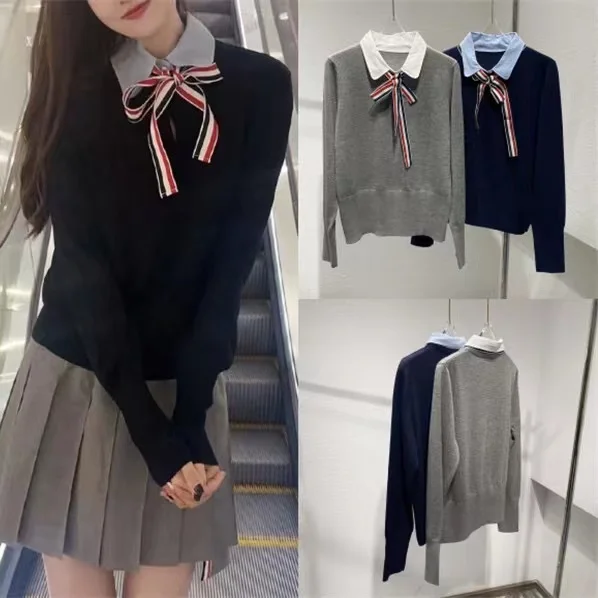 Осень-зима 2024 шерстяная тканая лента в студенческом стиле галстук из двух частей