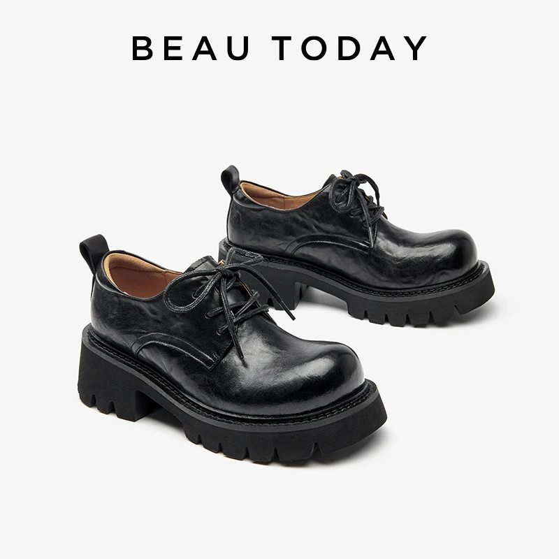 Туфли BEAUTODAY женские из натуральной кожи лоферы на платформе классический дизайн