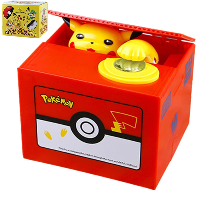 

Anime Pokemon Pikachu Piggy Bank Action Figure Cartoon Electronic Plastic Money Box Pikachu Steal Coin Piggy Bank Kid Toys Gift