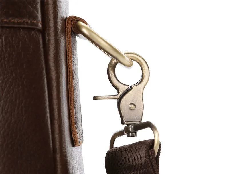 Fashion desig natural real leather men portable business briefcase daily work lawyer multi-pocket single shoulder messenger bag