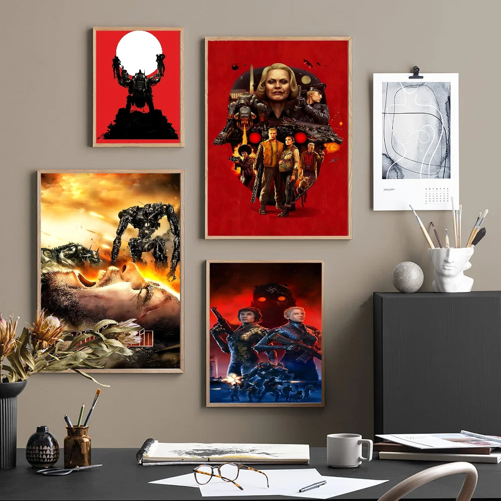 Wolfenstein Anime Posters Sticky HD Quality Wall Art Retro For Home Kawaii Room Decor