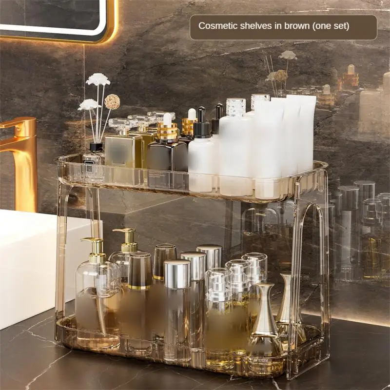 

Double-layer Cosmetics Storage Box Large Capacity Bathroom Cosmetic Rack Desktop Metal Dresser Rack Bedroom Finishing Shelf