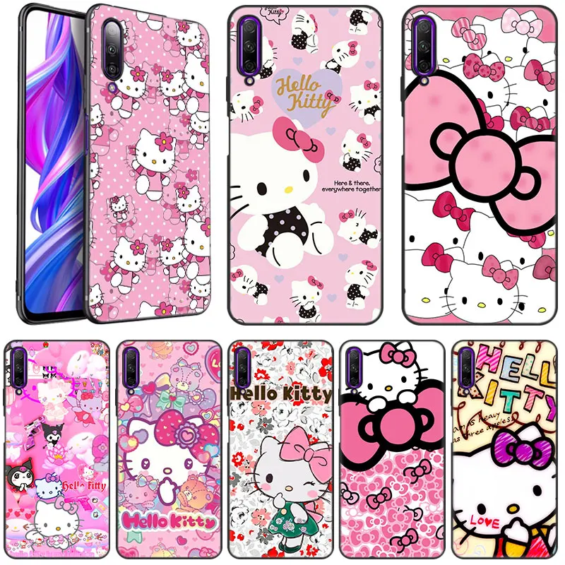 

Cute Hello-KKitty Cat Case For Huawei Y9 Prime 2019 Y9A Y7A Y5P Y6P Y7P Y8P Y5 Y6 Y7 Prime 2018 Y6S Y8S Y9S Black Soft Cover