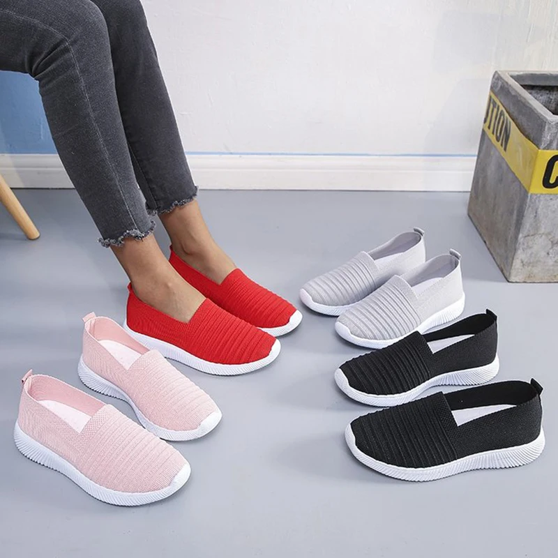 

Platform Sports Shoes Women Mesh Black Shoes Breathable Slip-on Loafers Light Cozy Mother Shoes Sneakers Women zapatos de mujer