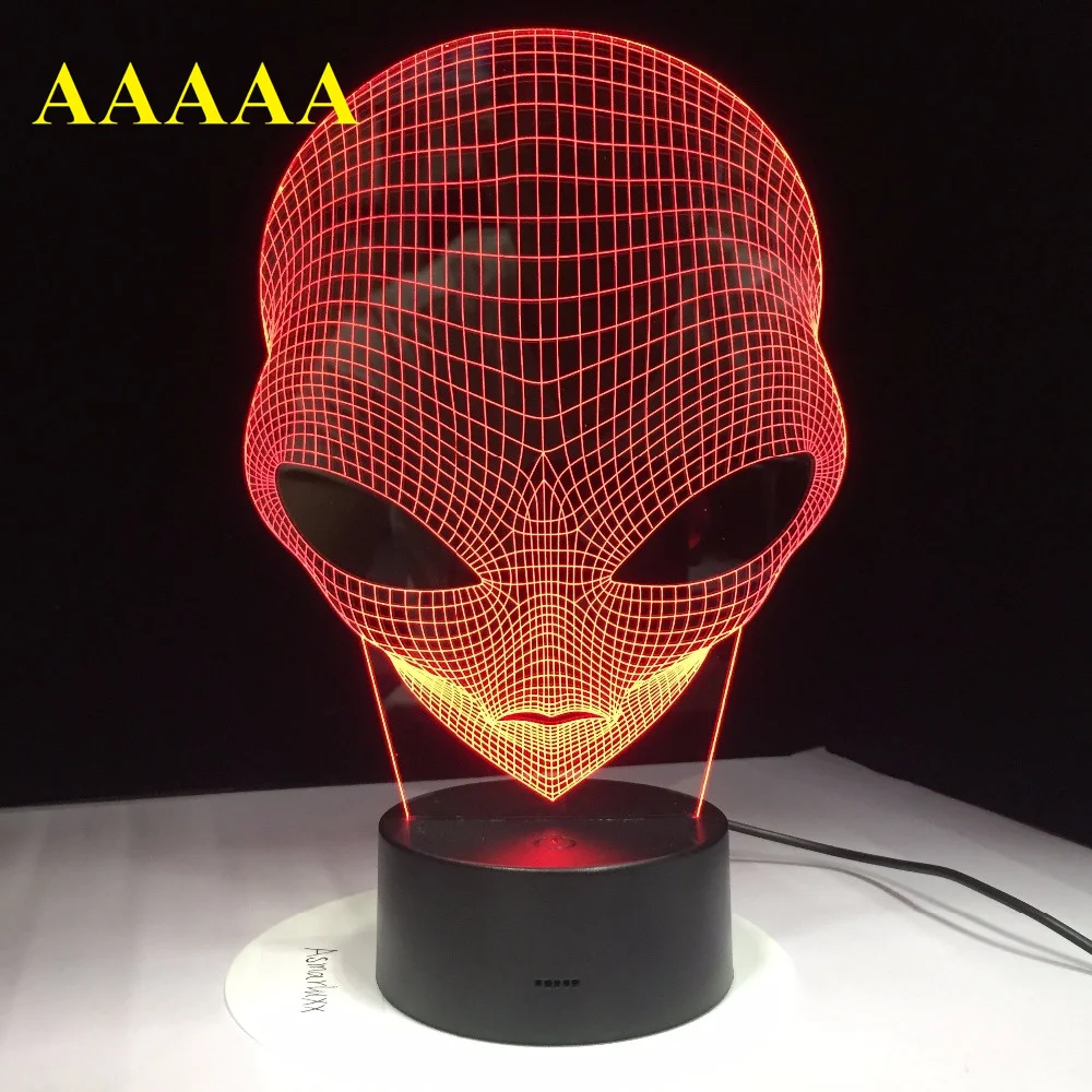 

1Piece 7 Colors Changing 3D Hologram Illusion Pop-eyed Alien Shape Lamp Acrylic Night Light With Touch Switch Luminaria GX265