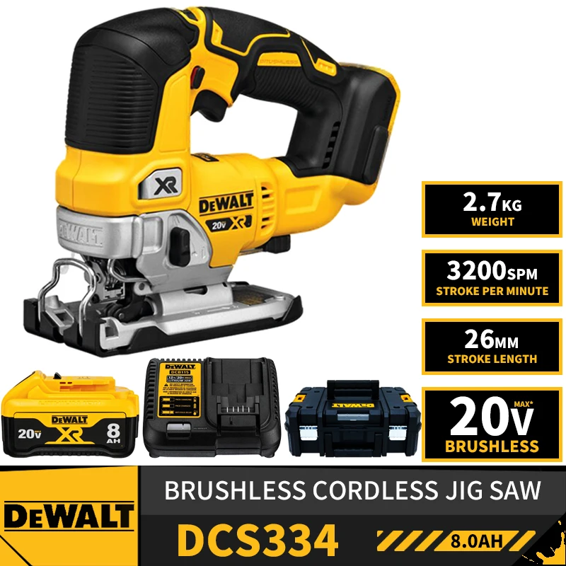 

DEWALT DCS334 Brushless Cordless Jig Saw 20V Lithium Power Tool 3200SPM Cutouts Countertops TSTAK II With Battery Charger