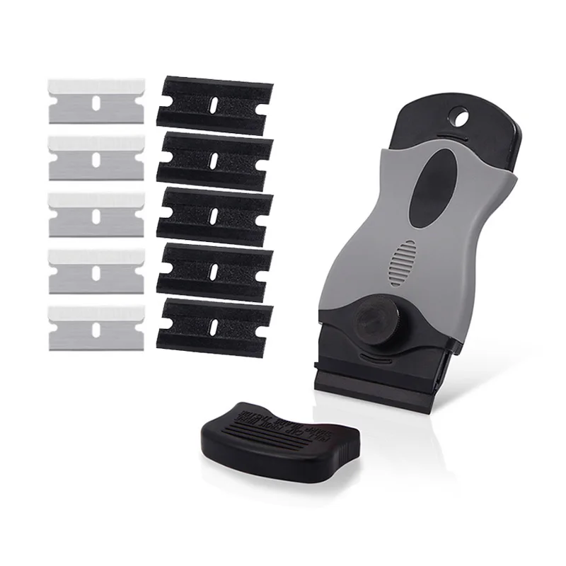 

Наклейка на оконное стекло, скребок для бритвы с пластиковой ручкой, лезвие, инструмент для домашнего автомобиля, кухонная пленка, клей, скребок для удаления