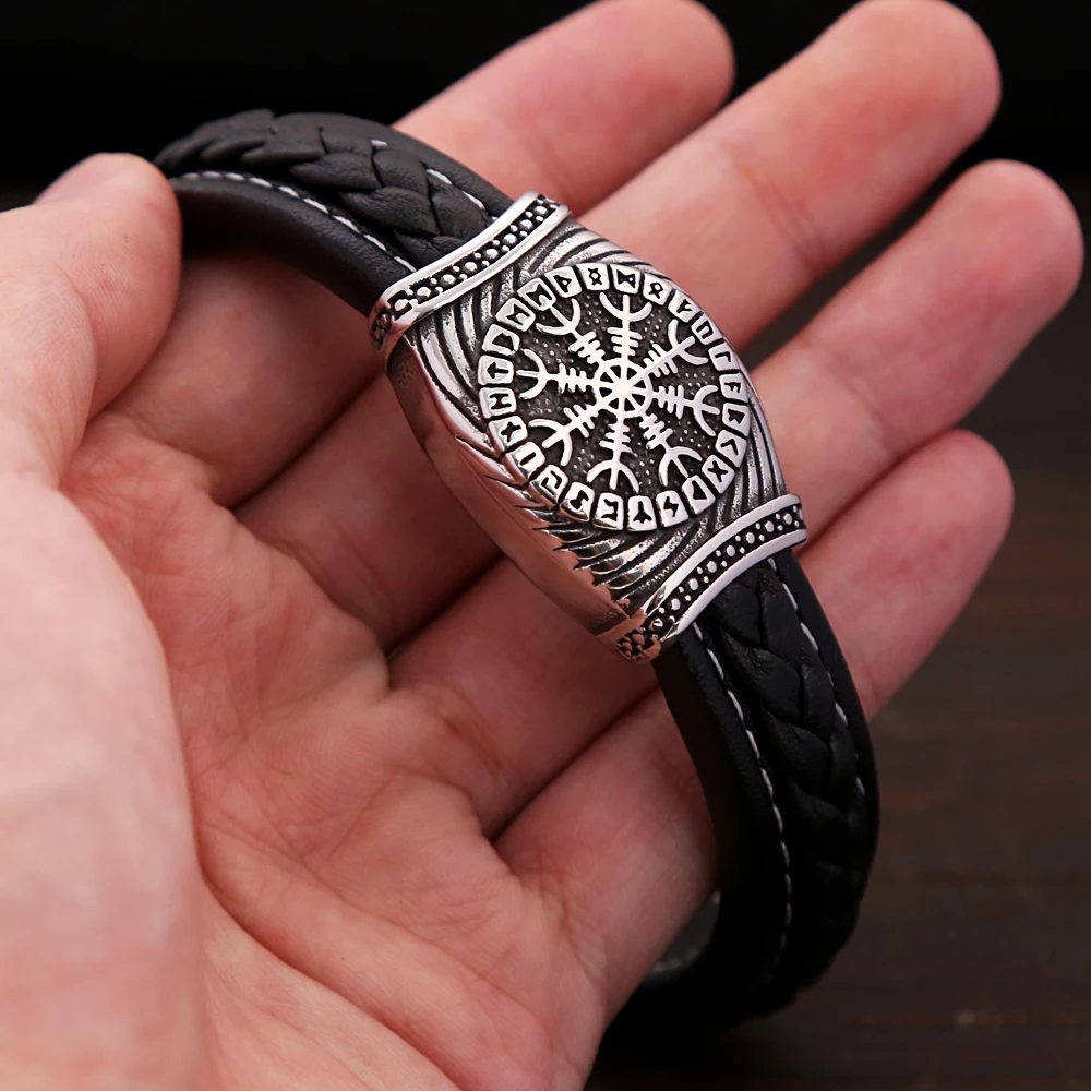 

Fashion Vintage Nordic Viking Compass Bracelet For Men Stainless Steel Punk Odin Viking Rune Bracelets Amulet Jewelry Wholesale