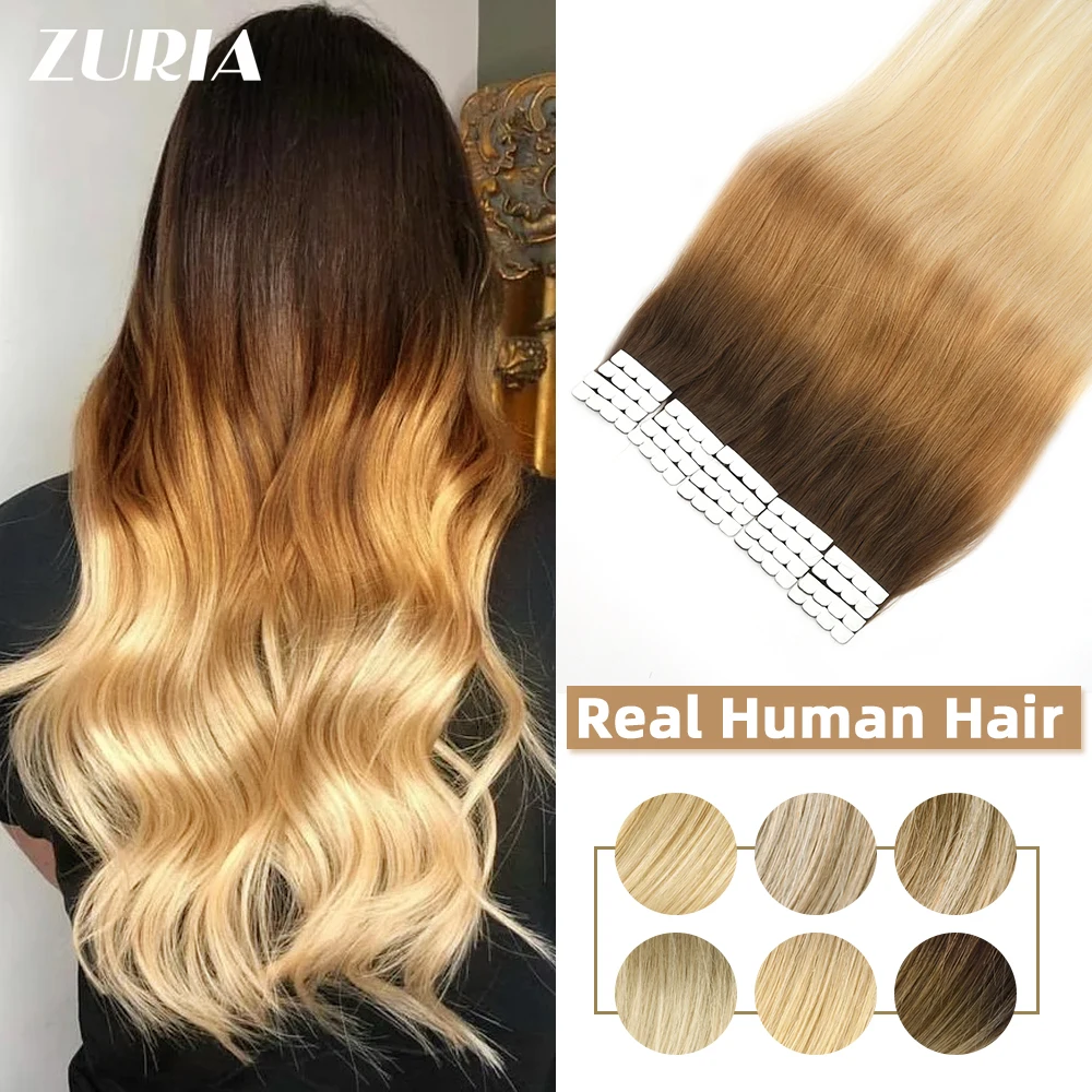 Tape In Human Hair Extensions Natural Hair Black Brown Piano Color Adhesive Extensions Straight Skin Weft Remy Hair extensions